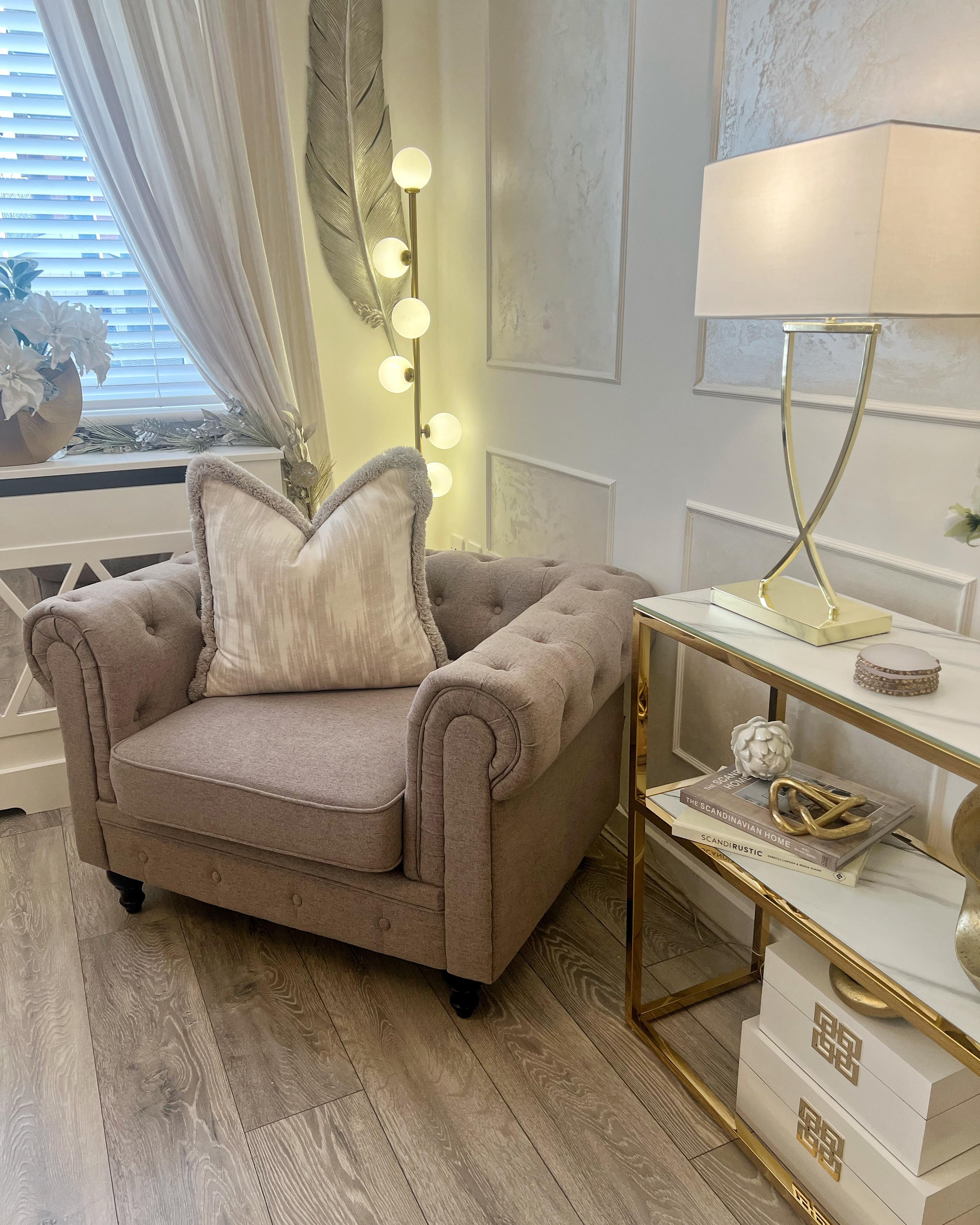 Sidetable AZUSA Veiligheidsglas Wit marmer