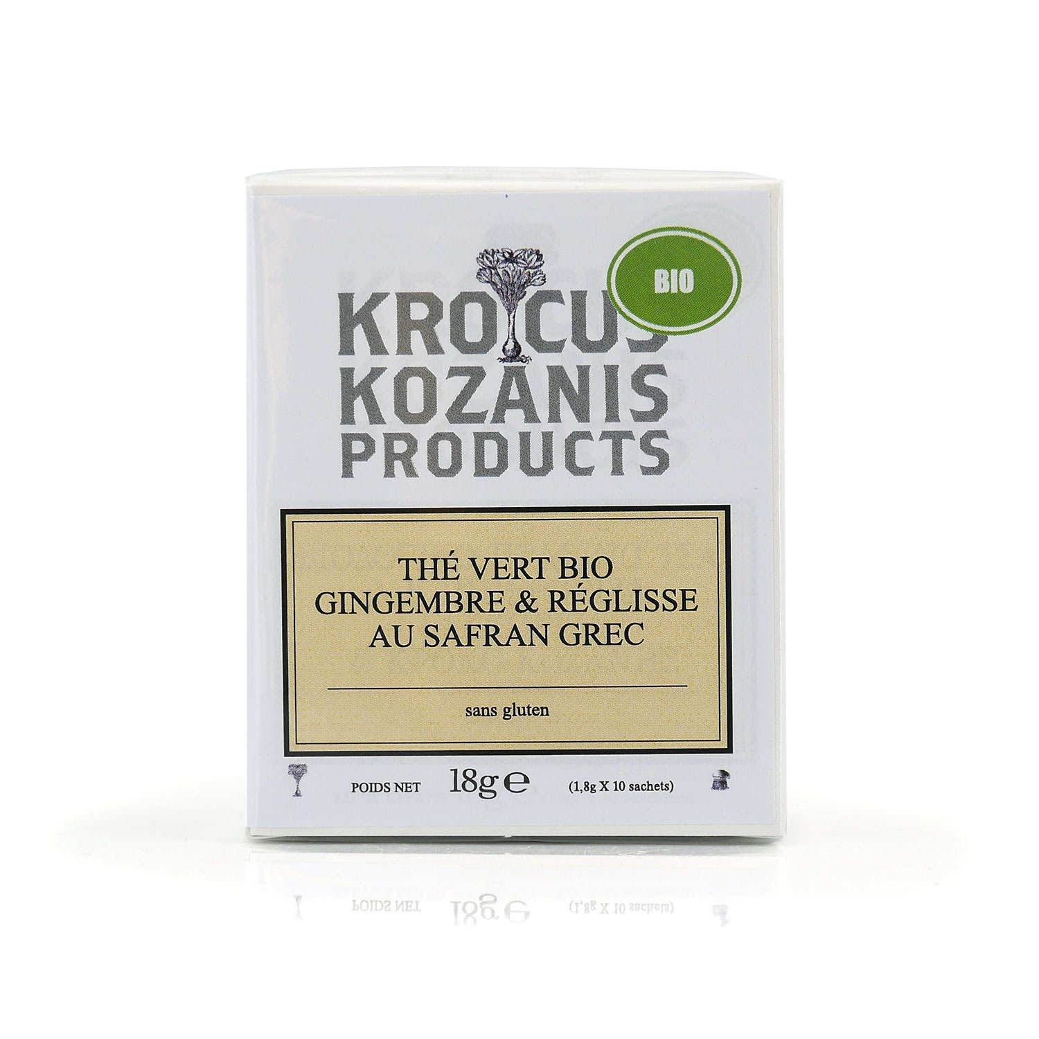 Thé vert bio au safran grec AOP, réglisse et gingembre