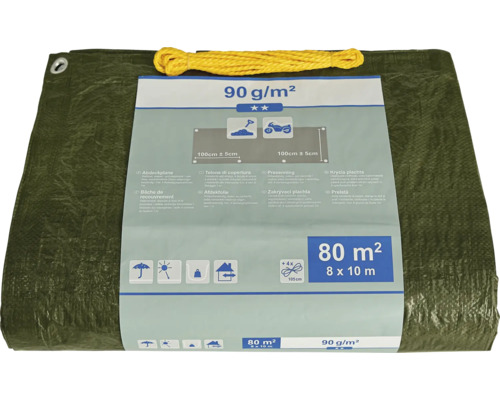 Geweven zeildoek, universeel zeildoek, 90 g/m², groen, 8 x 10 m
