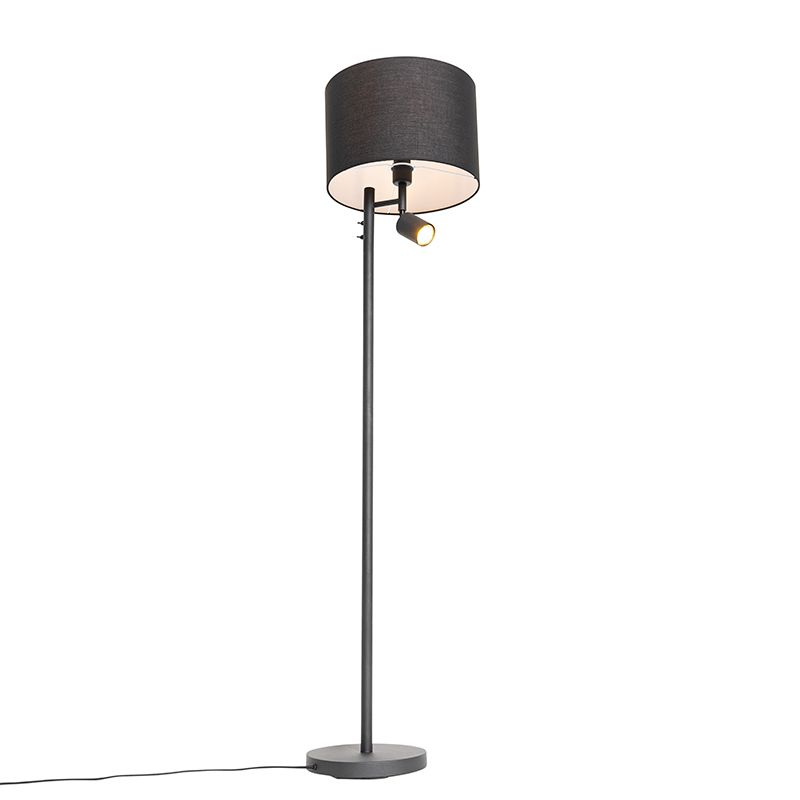 Vloerlamp zwart met witte binnenkant en leeslamp - Jelena