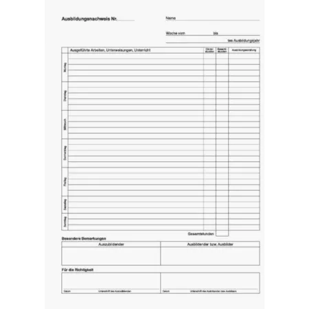 BRUNNEN Ausbildungsnachweis Block, A4, 28 Blatt