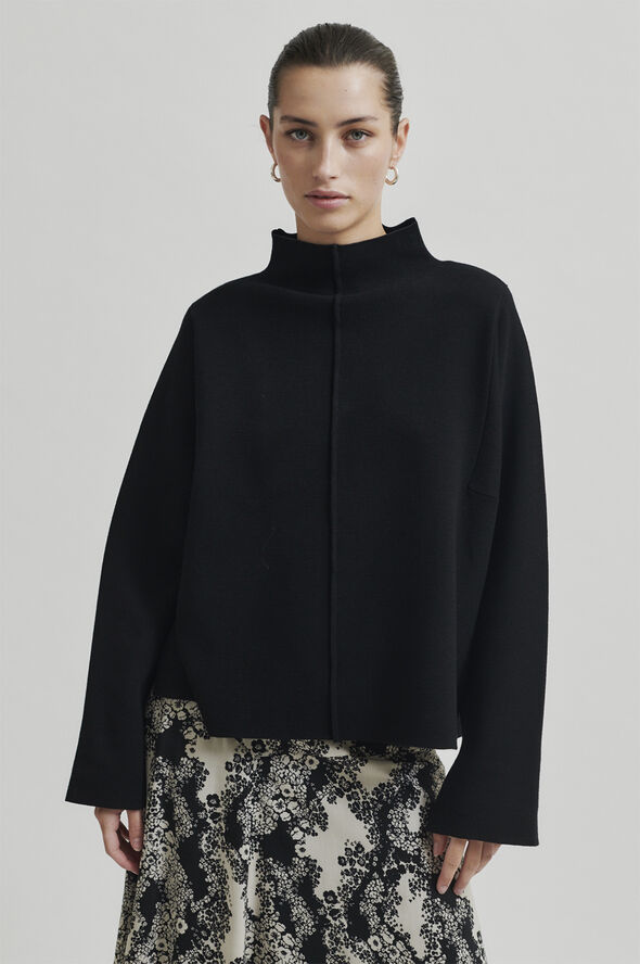 Second Female Stinna Knit T-Neck Black