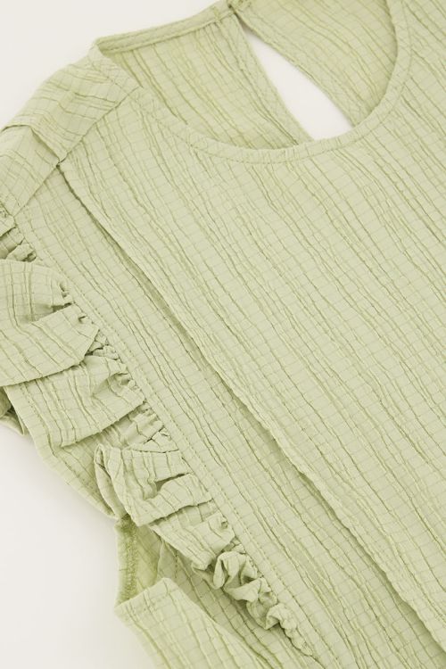 Groene crinkle top met ruffle