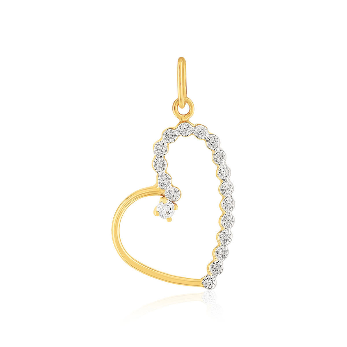 Pendentif or 375 jaune coeur et zirconias