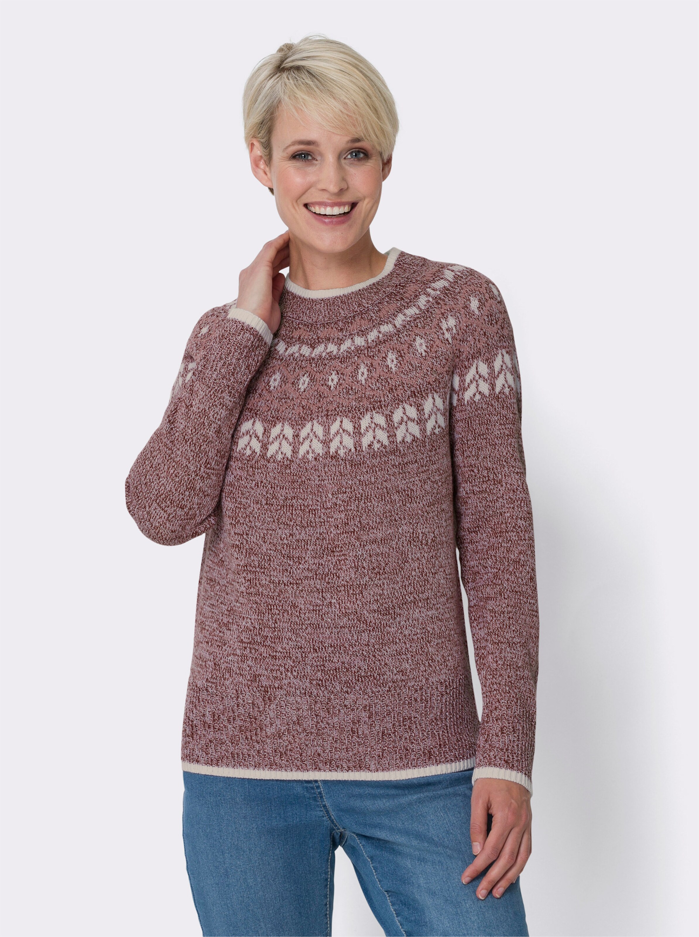 Norwegerpullover in Melange-Optik