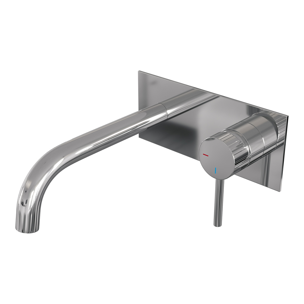 Brauer Stripe inbouw wastafelkraan ColdStart met gebogen uitloop en afdekplaat model A1 chroom