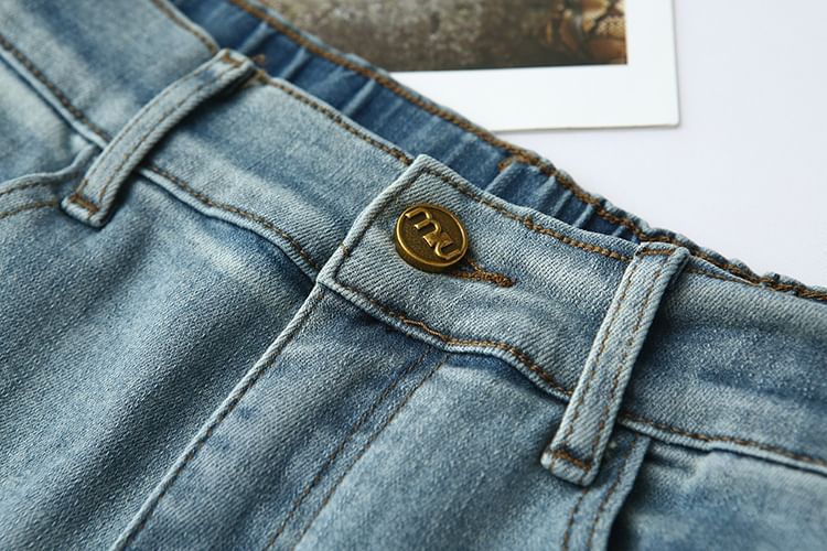Krezol - Plus Size Hoge Taille Geknoopte Zoom Taps Toelopende Jeans