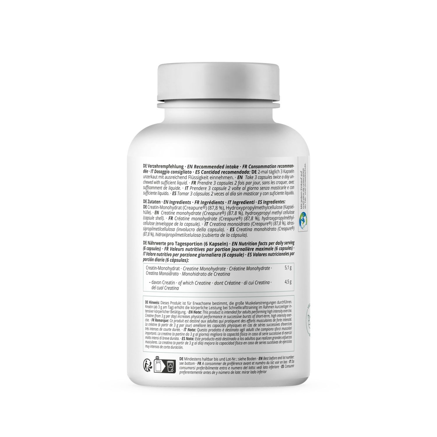 Nutri+ Creatin Monohydrat (Creapure®) Kapseln