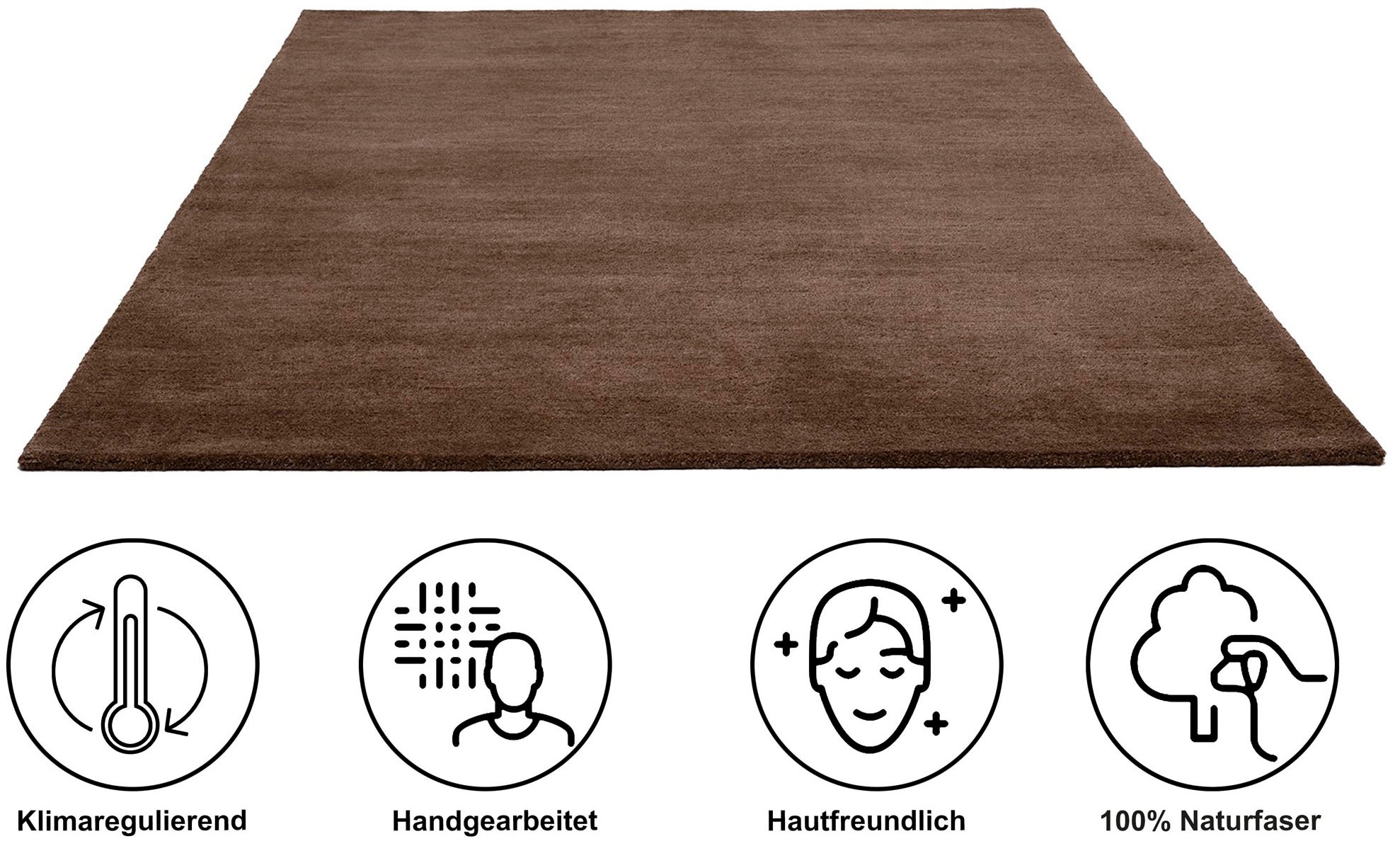 my home Wollteppich »Gabbo Natur, Handgefertigt, Teppich, reine Wolle, meliert« rechteckig 14 mm Höhe reine Wolle, Uni,handgewebt, Wohnzimmer, Schlafzimmer, Esszimmer