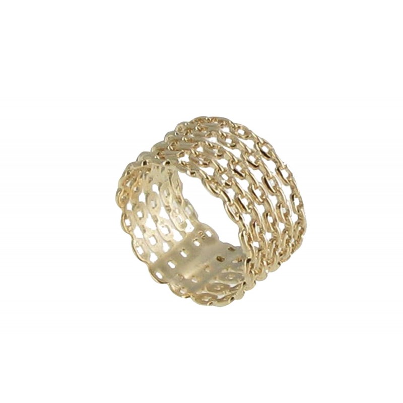Bague Plaqué Or Tube de Chaines