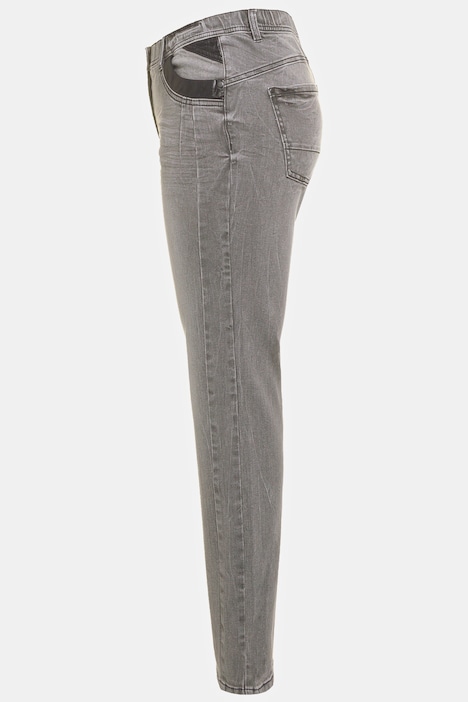 Jeans Sammy, schmale 5-Pocket-Form, Lederoptik-Details