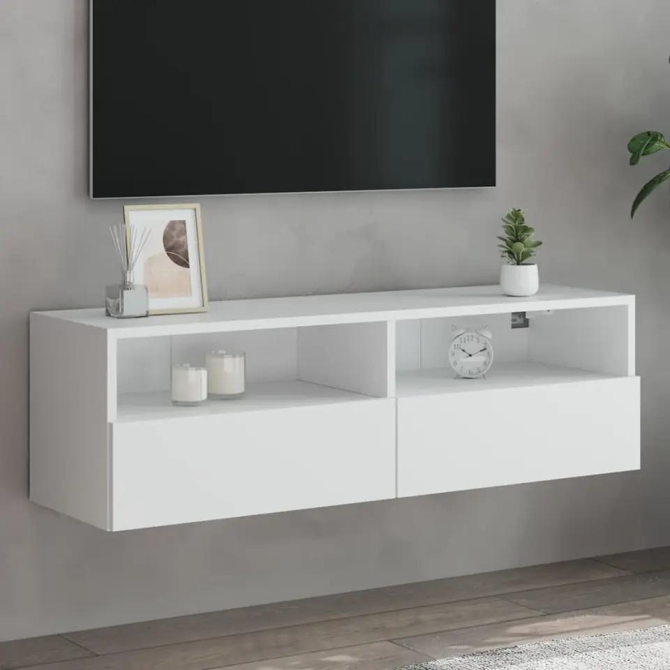 vidaXL - Tv-wandmeubel - Wit - Bewerkt hout