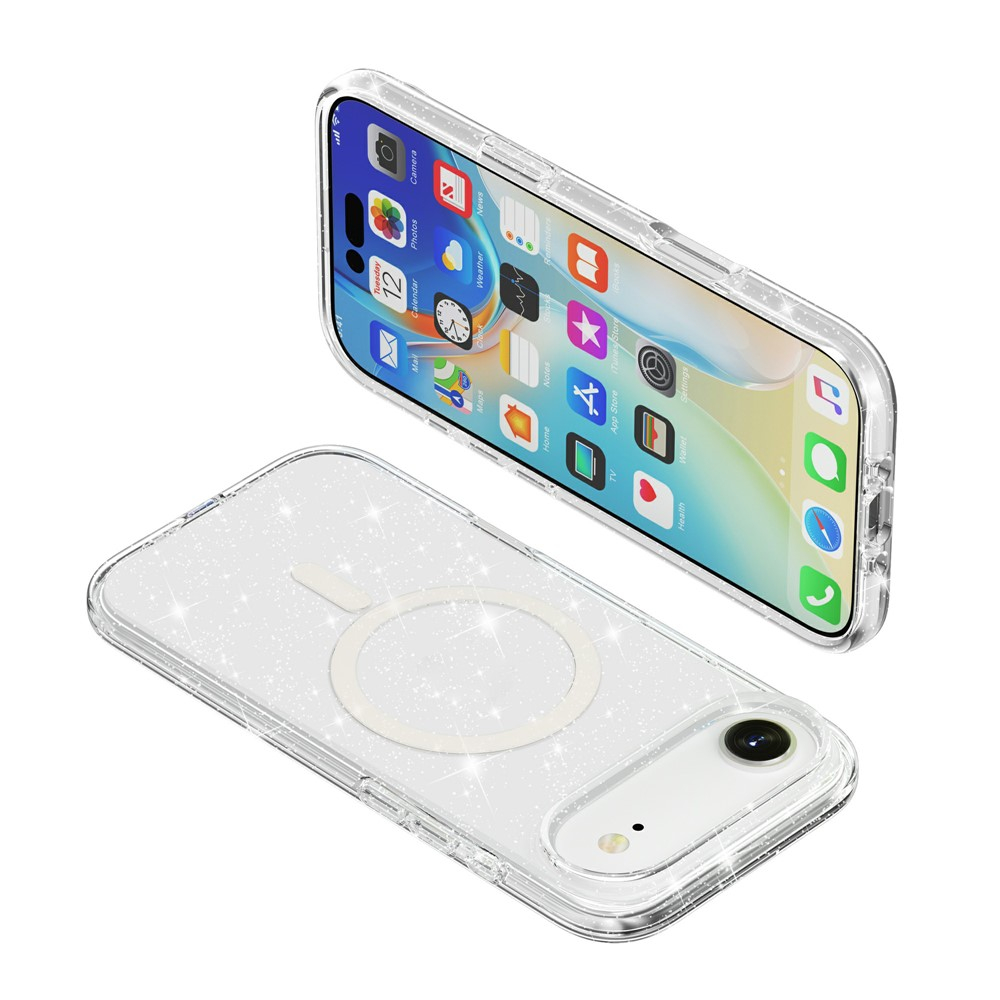 iPhone Air MagSafe Hybrid Hardcase Schutzhülle im Glitzer Design - Silber / Transparent