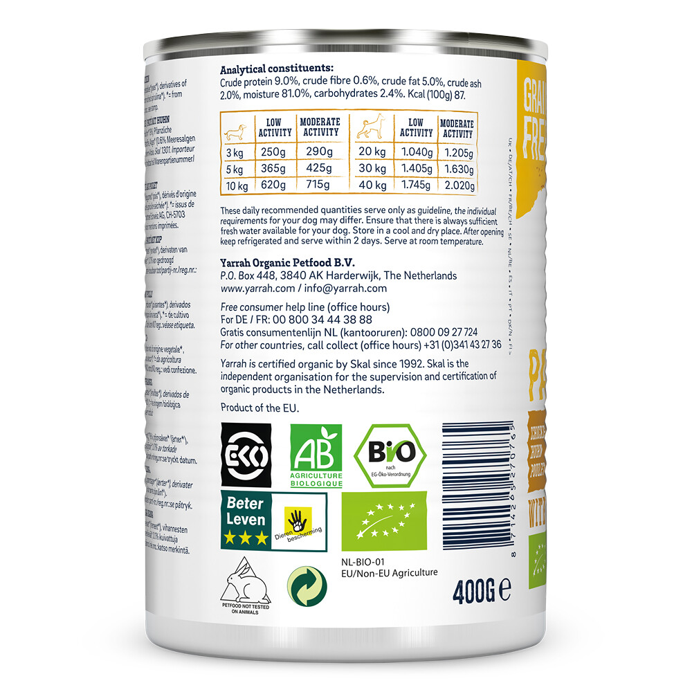 12x Yarrah Bio Hondenvoer Paté Kip400 gr