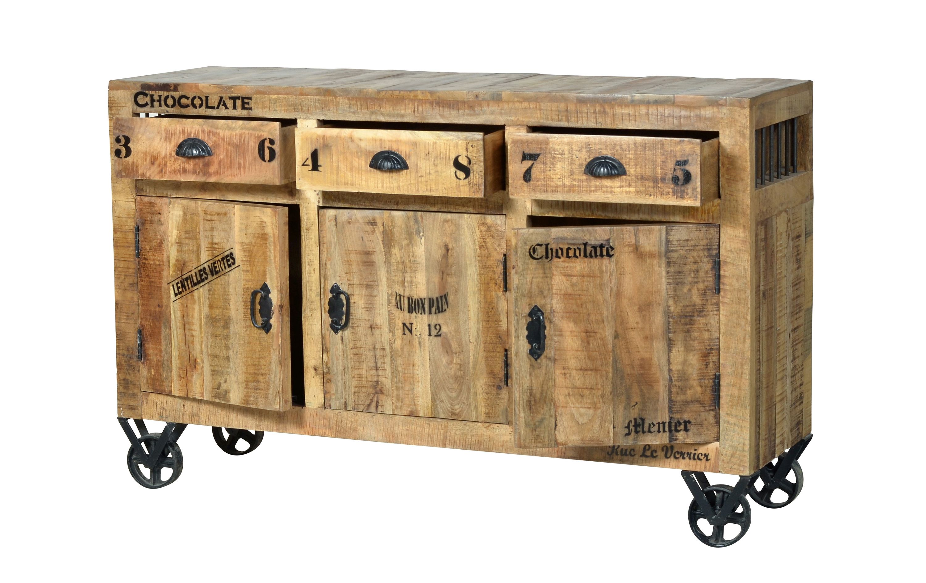 Sideboard Rustic Mangoholz Kommode Wohnzimmer Esszimmer Schubladen Schrank