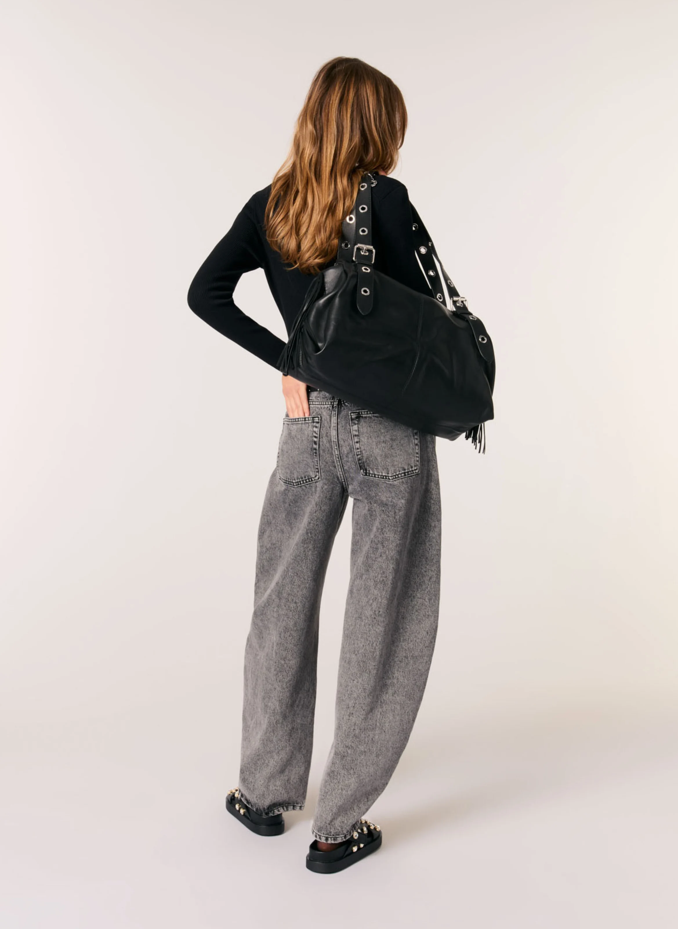 Pull col carré| Noir
