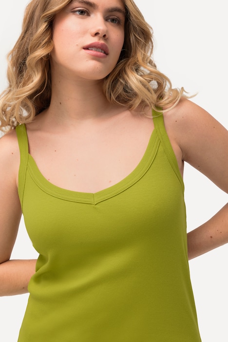 Ripptop, Slim, V-Ausschnitt, ärmellos, schmale Träger