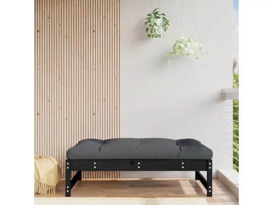 Repose-pied de jardin 120x80 cm noir bois de pin massif
