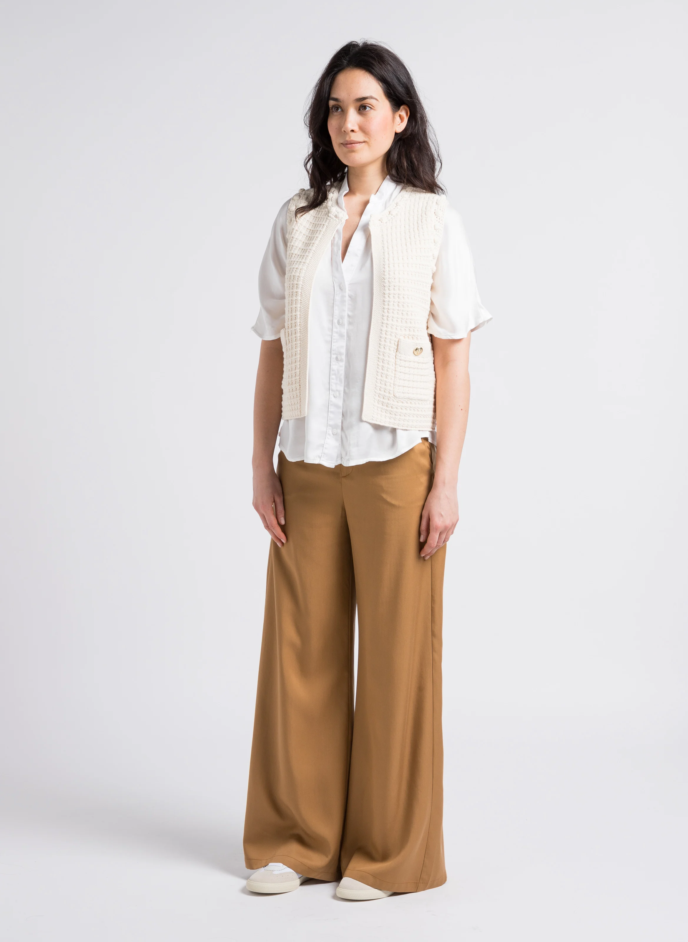 Top ample col V | Blanc