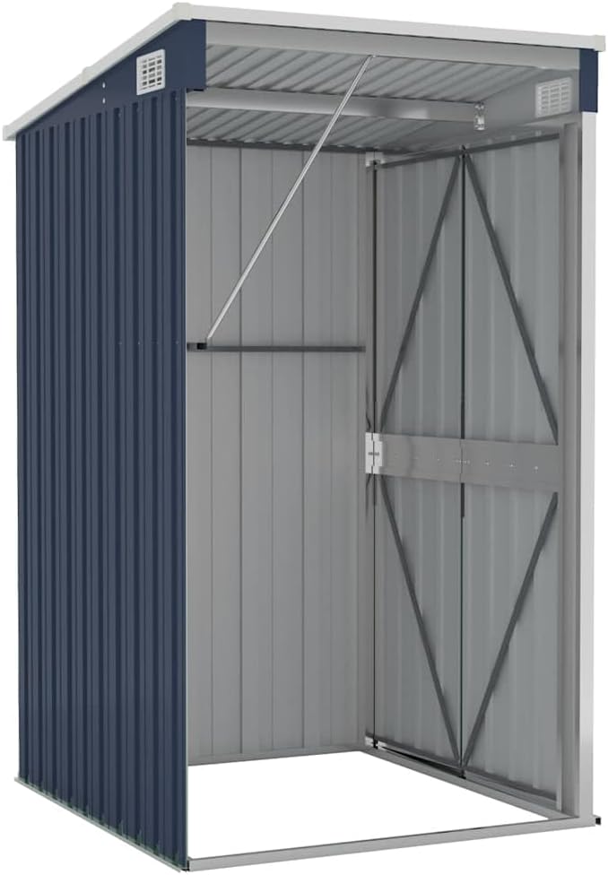Refined Anbauschuppen Anthrazit 118x100x178 cm Verzinkter Stahl