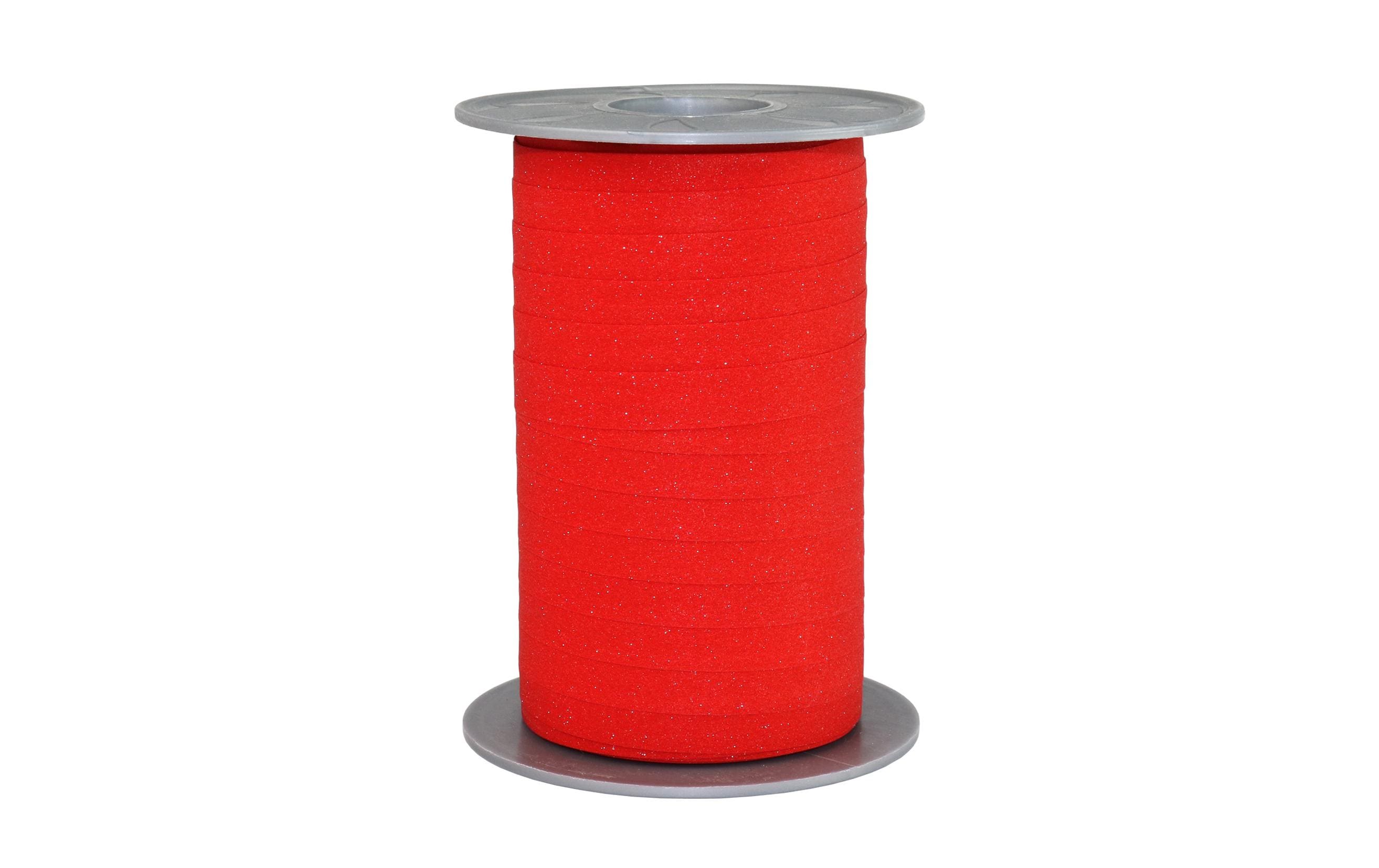 Geschenkband Poly Glitter 1 cm x 100 m, RotKräuselband für Geschenke