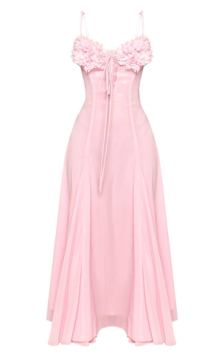 Rose Bébé Robe Longue Évasée En Mousseline À Buste Noué Et Imprimé Fleuri Petite