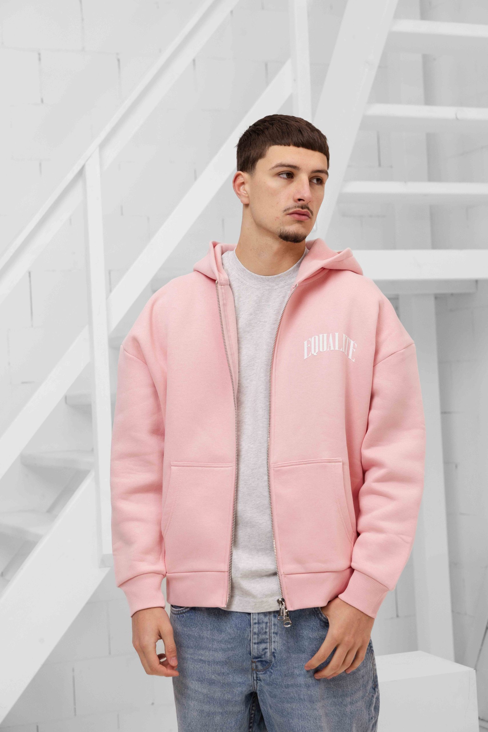 Equalité Oliver Oversized Full Zip Hoodie Roze