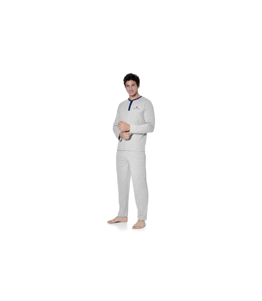 Ensemble pyjama long homme t-shirt col tunisien