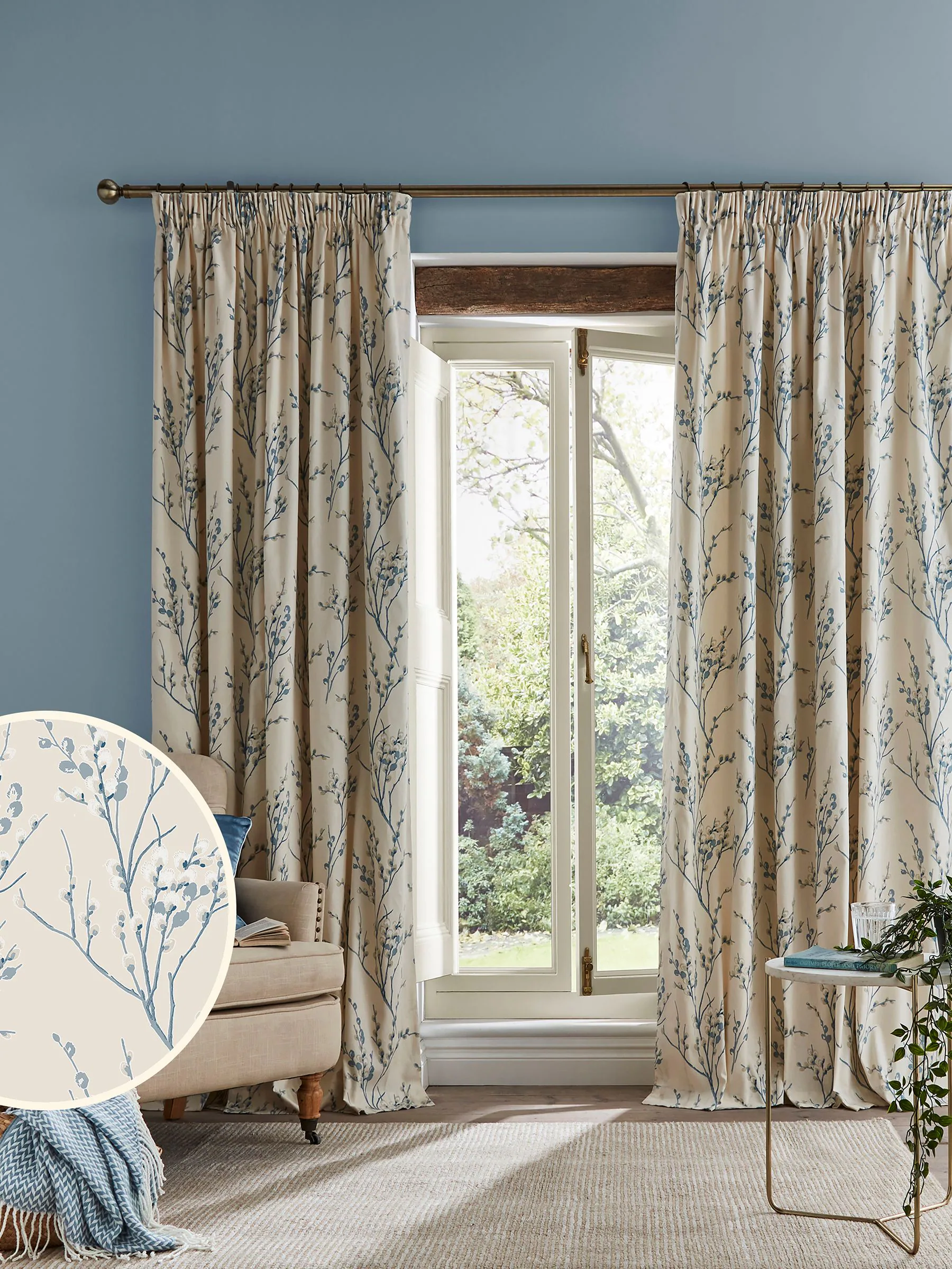 Laura Ashley Pussy Willow gordijnen met potloodplooi