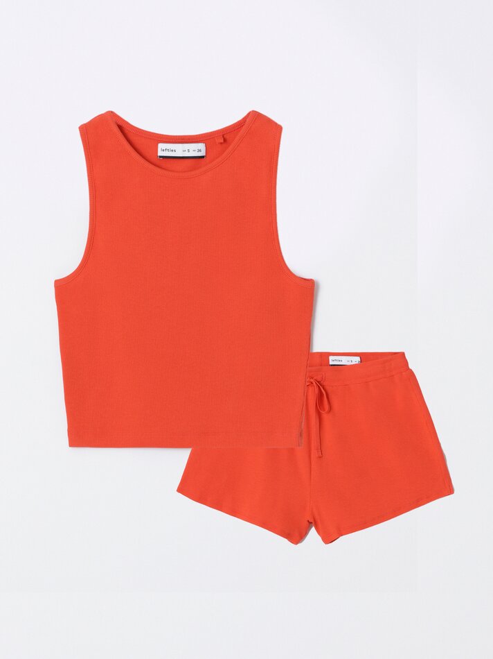 Conjunto canelado de 2 peças - Laranja Escuro
