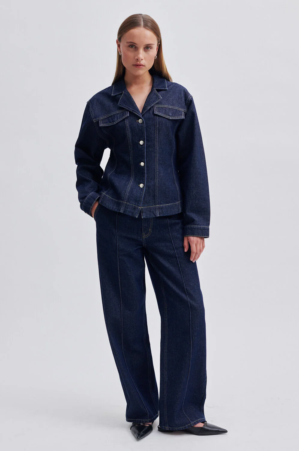 Second Female  Columbus denimjakke - Dark blue denim