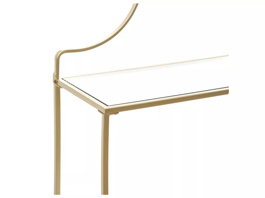 Meuble Coiffeuse en Verre et Métal Doré H 139 cm