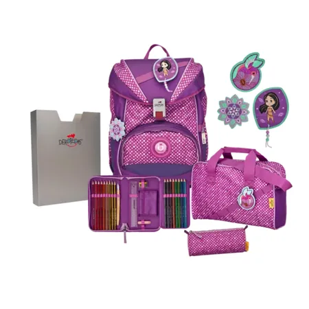 DerDieDas ErgoFlex Schulrucksack-Set Purple Dots