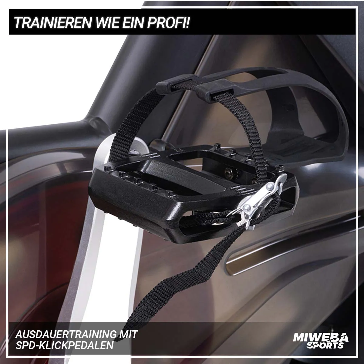 Miweba Sports Pro-Speedbike MS700, 20 kg Schwungrad, Flaschenhalter, SPD-Klickpedale, App kompatibel