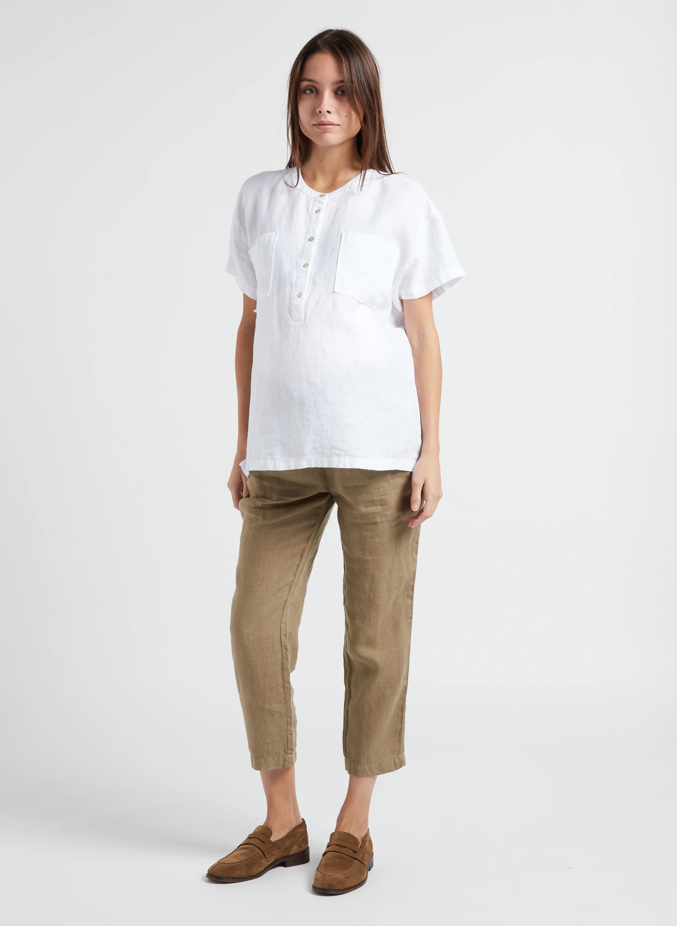 GEORGIA - Chemise de grossesse en lin| Blanc