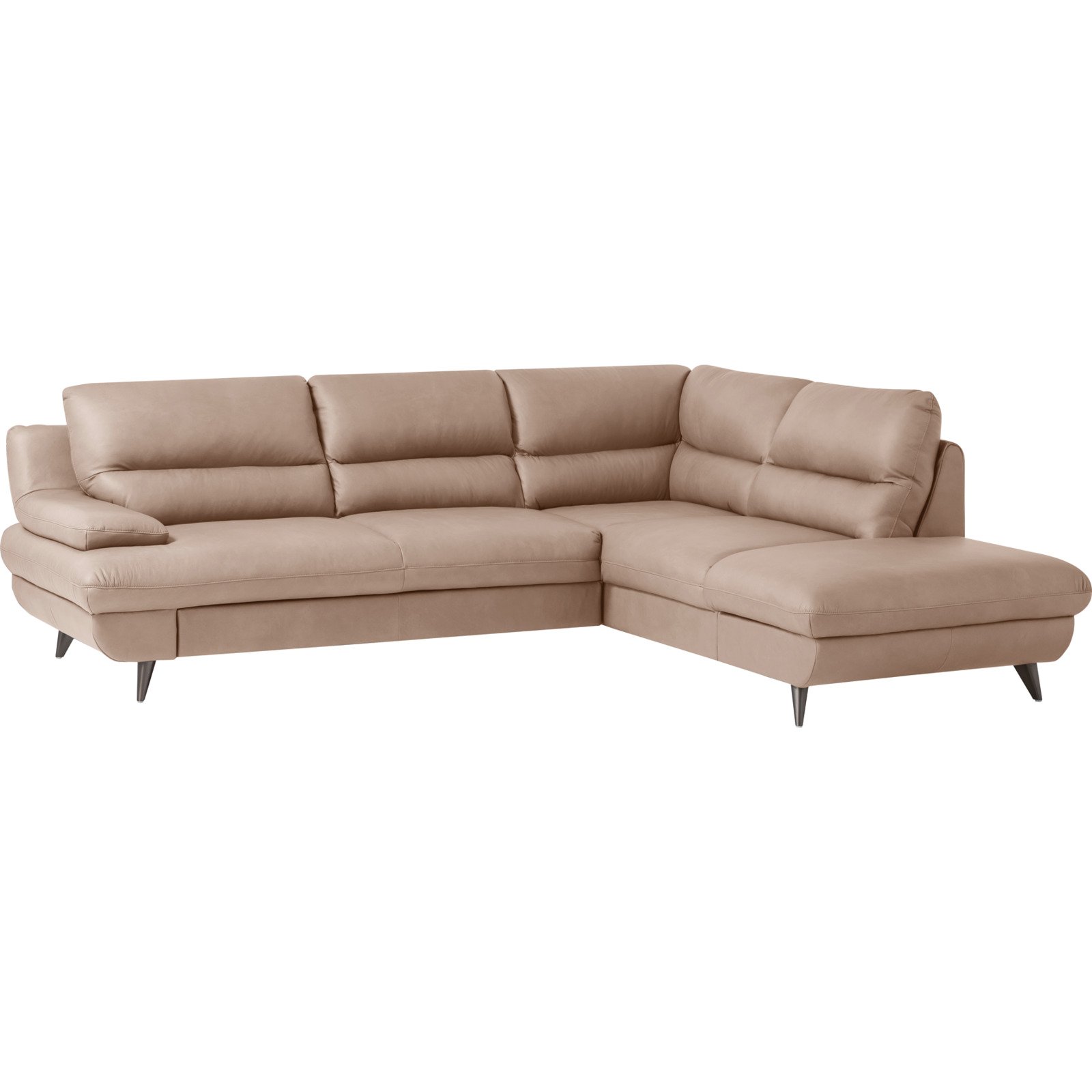 Ecksofa Pike Leder, Ottomane rechts cappuccino