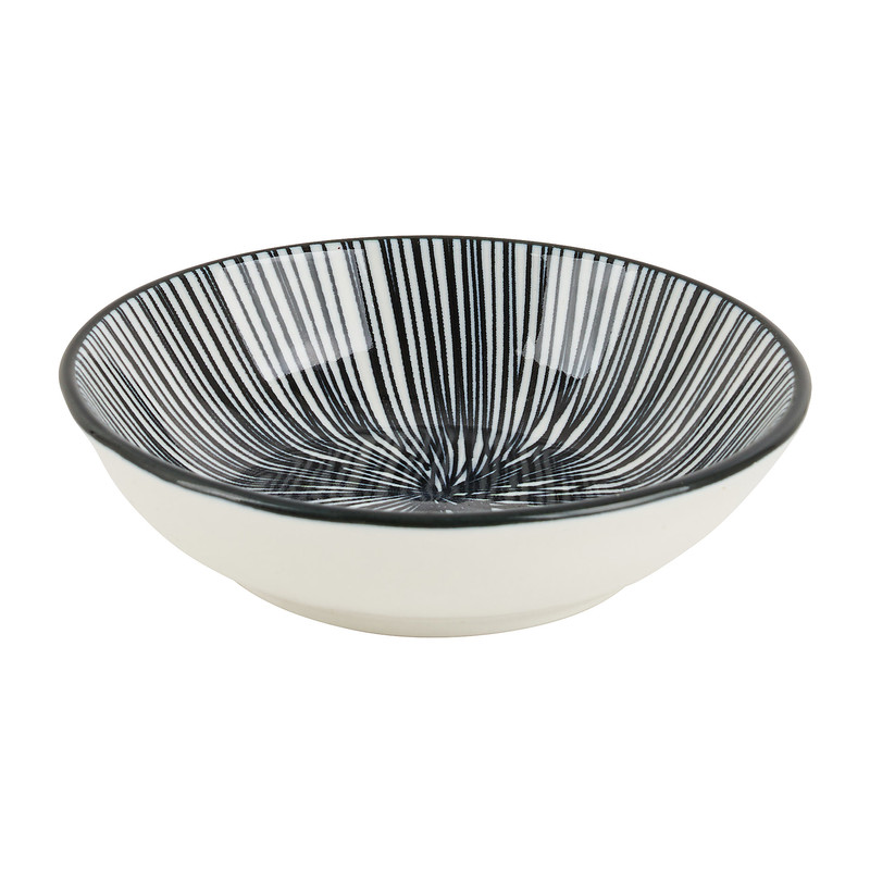 Tapas sausschaaltje Sevilla - zwarte lijnen - ø9x2.5 cm
