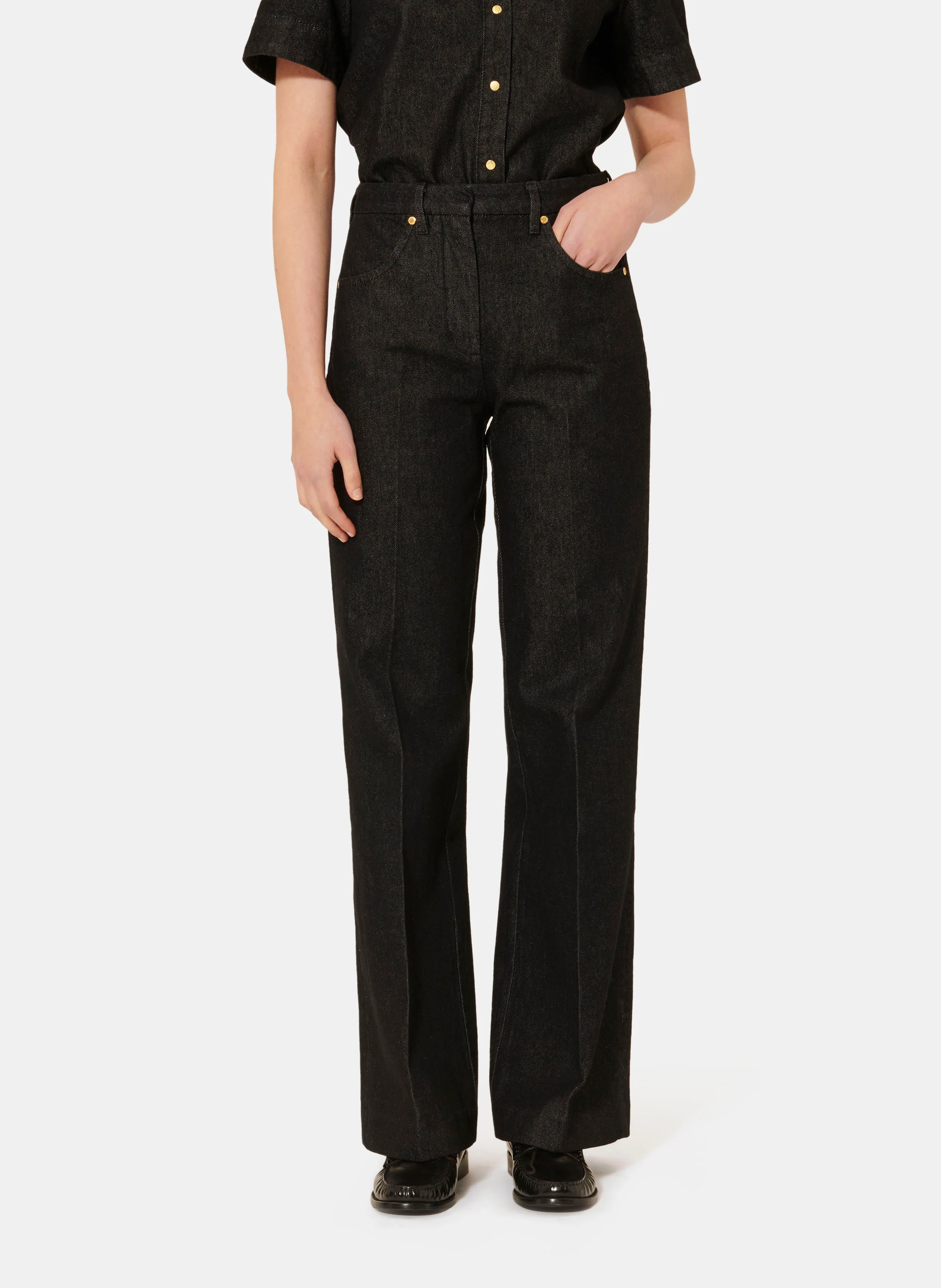 JEROME - Jean droit taille haute en coton bio | Noir