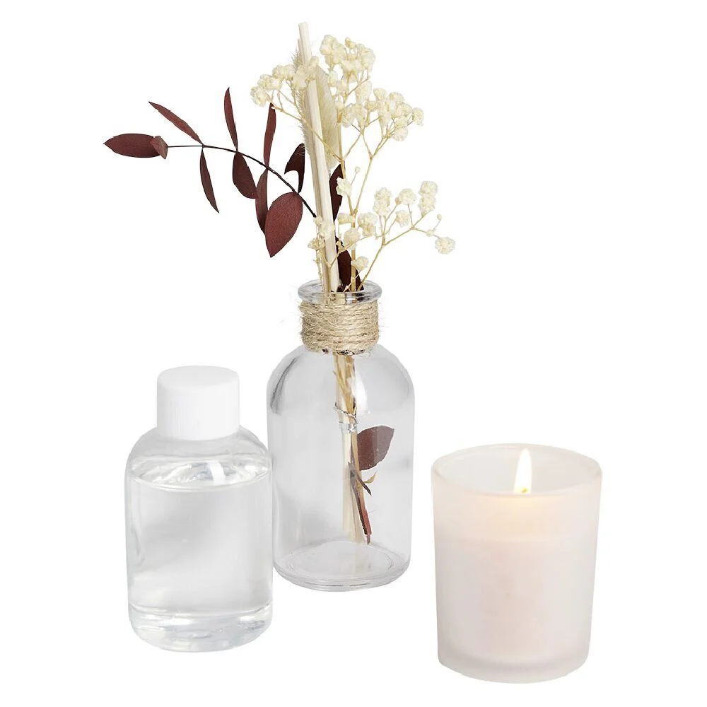 Coffret senteur cage corde fleur séchée rose Ø14xH24cm