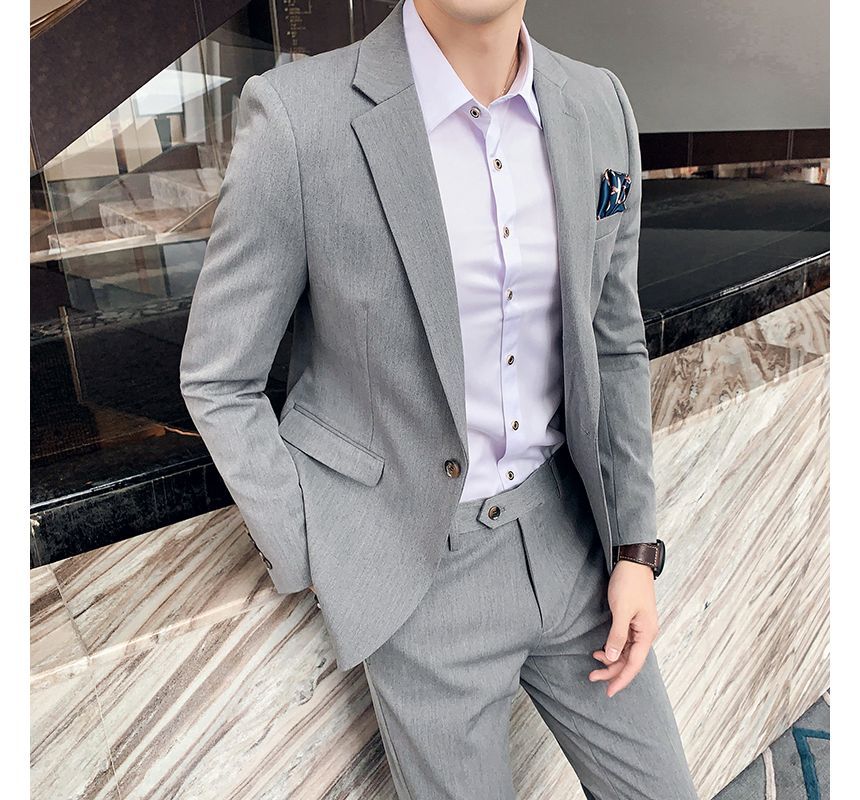 Bay Go Mall - Set: effen blazer met één knoop + vest + rechte pantalon