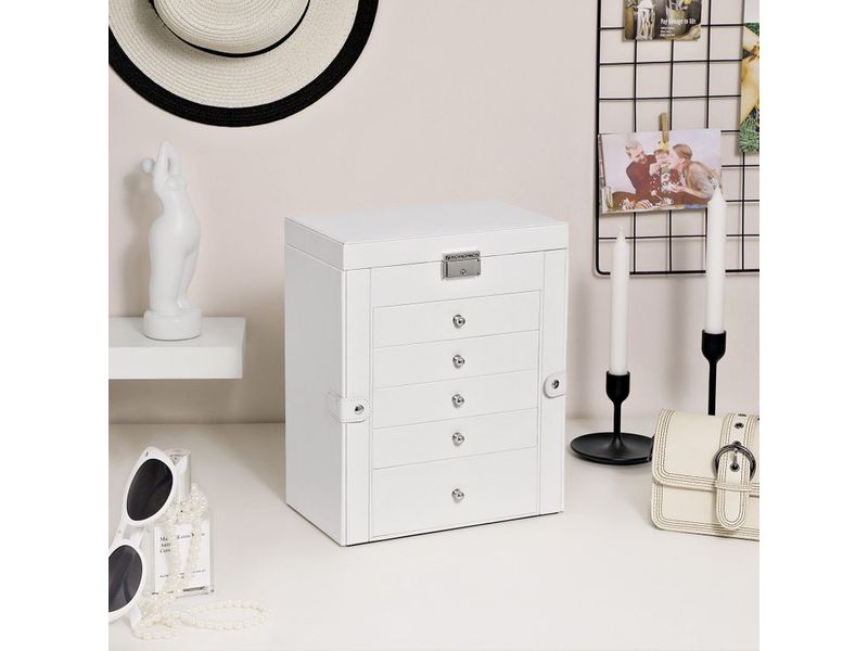Songmics Schmuckschatulle 15.5 cm, Weiss Schmuck-Organizer