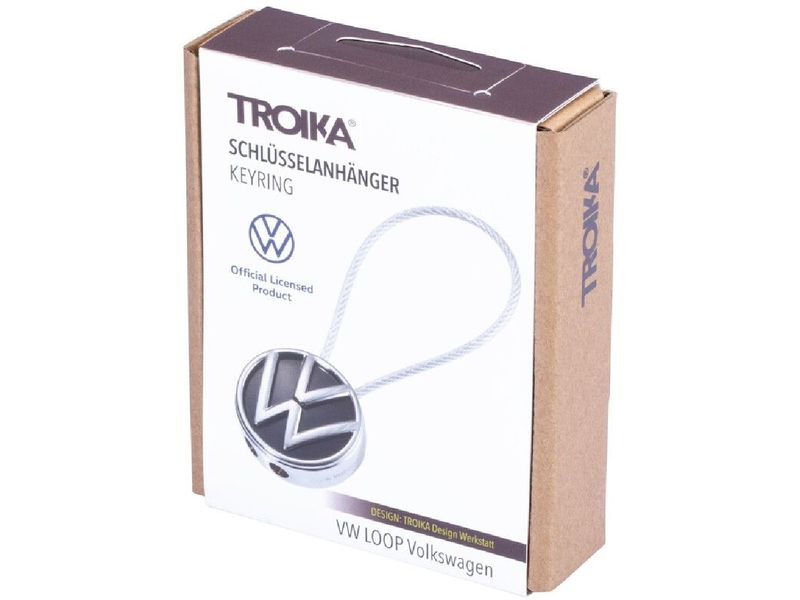 Troika Schlüsselanhänger VW Loop Schwarz / Silber Schlüsselanhänger mit dem Volkswagen-Logo