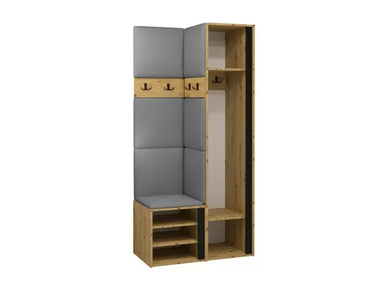 Meuble d'entrée Hartford 354, 186x82x44cm, Miroir, Blanc, Faux cuir|Stratifié