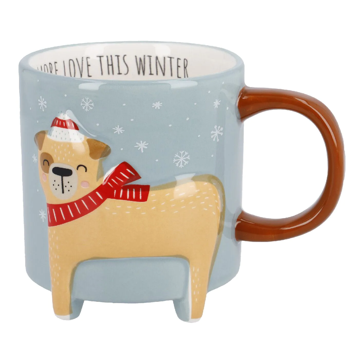 Weihnachtsbecher aus Keramik mit Hundfuß - 480 ml