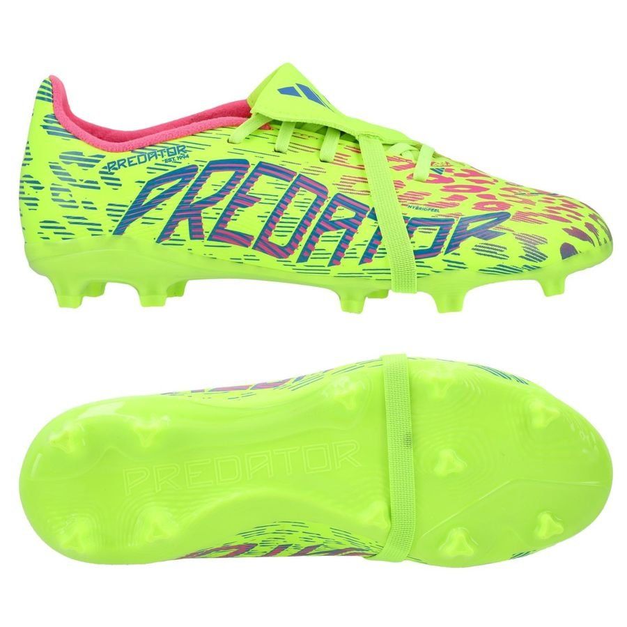 adidas Predator League Fold-over Tongue FG Mystic Victory - Lucid Lemon/Lucid Pink/Blue Fusion Enfant