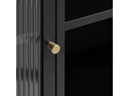 Bjorn - Vaisselier 2 portes en verre stié et métal H190cm : Couleur - Noir