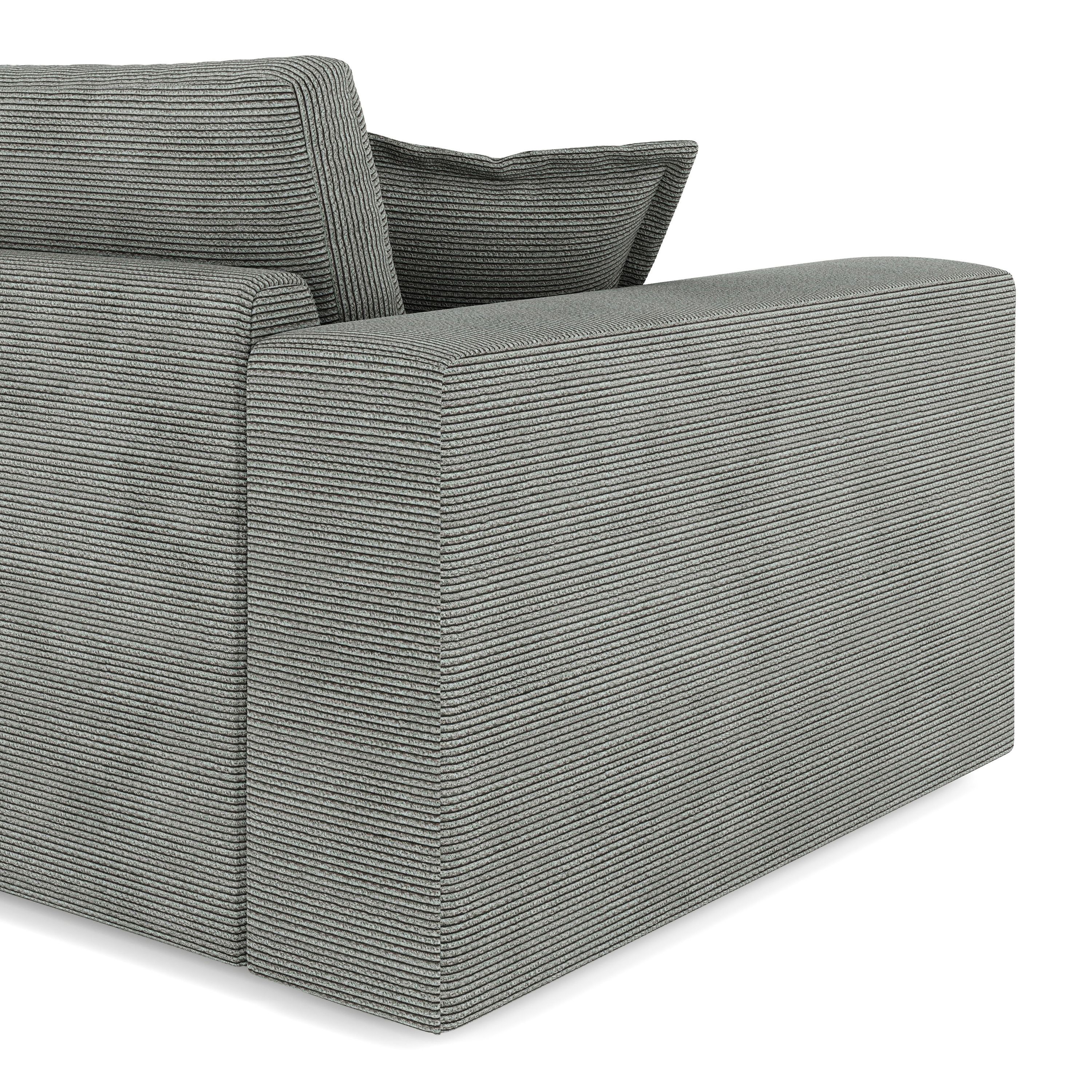 Ecksofa Cord TARJA rechts anthrazit