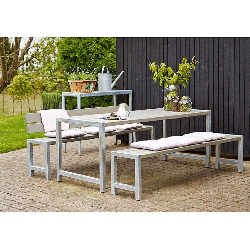 SPISEBORD PLUS HAGEBORD 186CM GRÅBRUN
