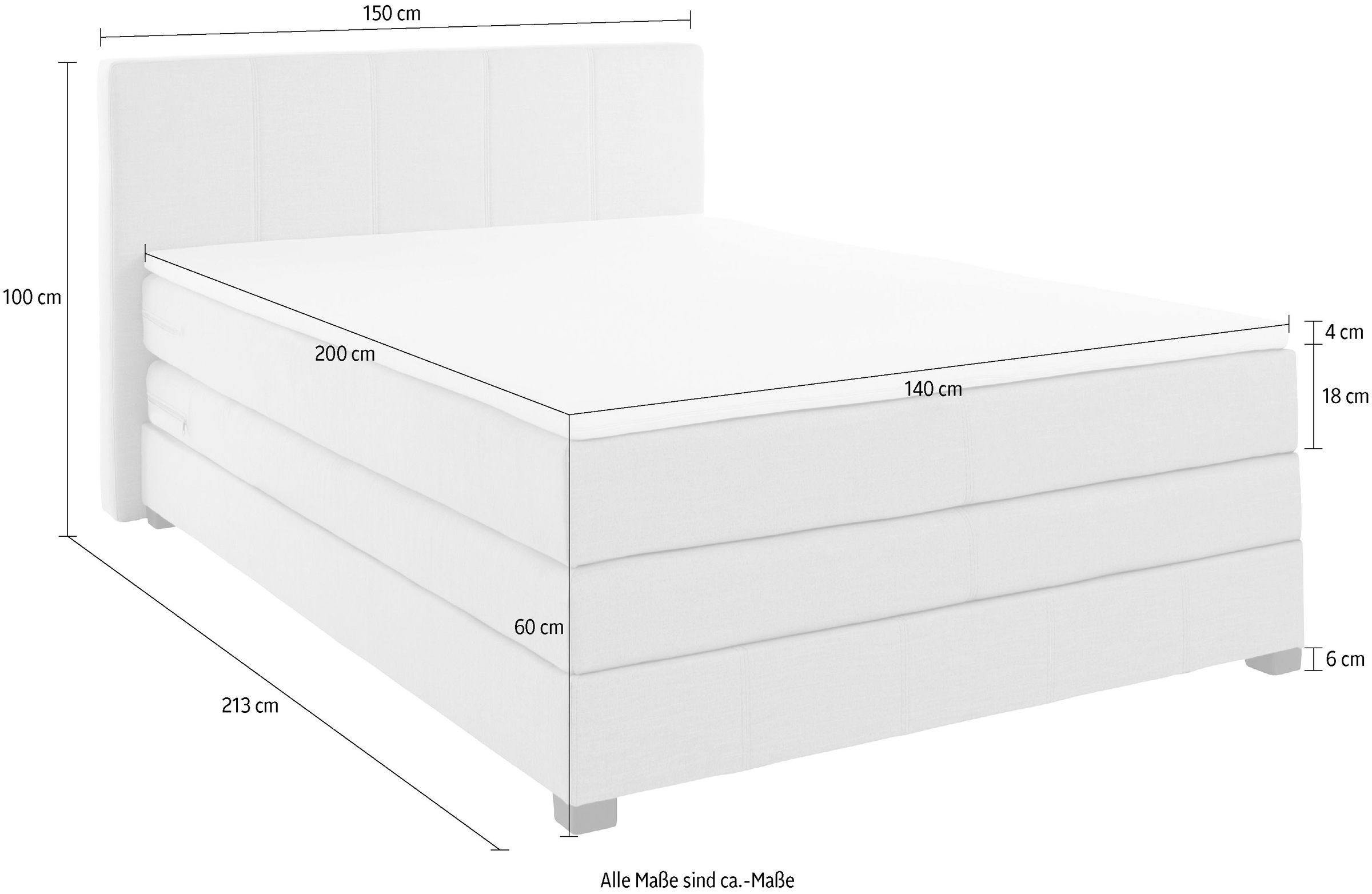 GOODproduct Boxspringbett »Peetu« Taschenfederkern-Matratze, in 4 Breiten und 4 Farben, incl. Topper