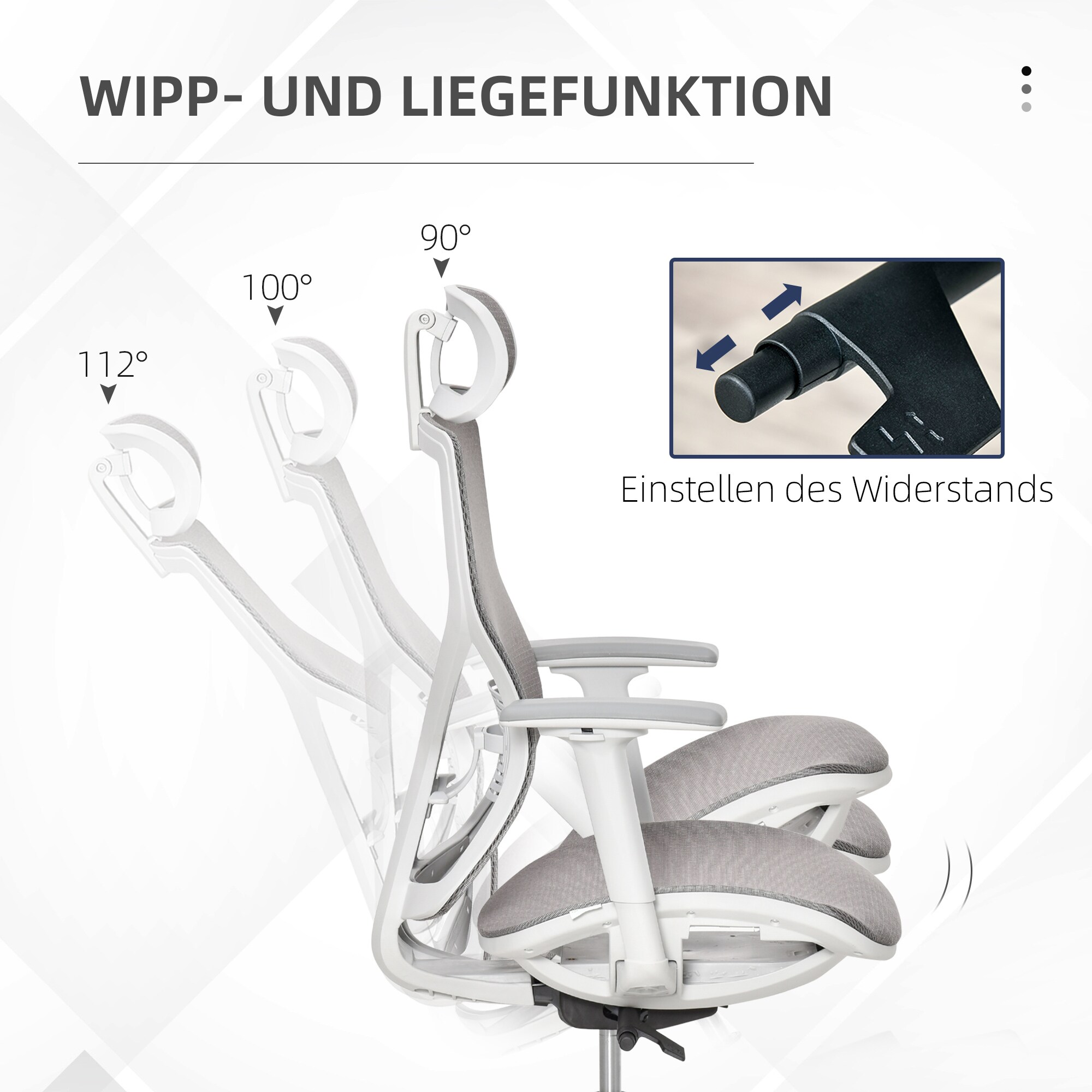 Vinsetto Bürostuhl ergonomisch geformt, high-end gaslift Grau 67 x 65 x 120-128 cm (BxTxH)